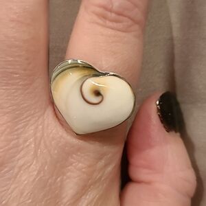 Sterling silver spiral heart puffy ring